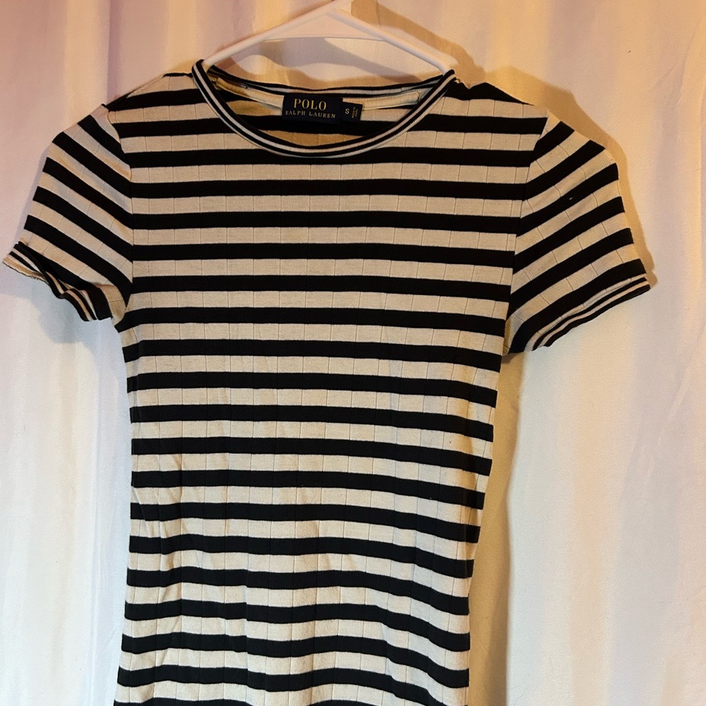 Ralph Lauren Black and White Striped Tee